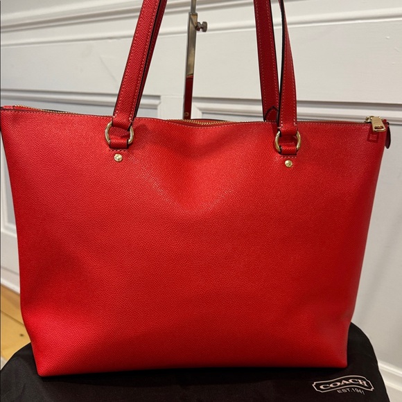 Coach Tote Gallery Large Red Leather Zip Bag - Picture 8 of 17